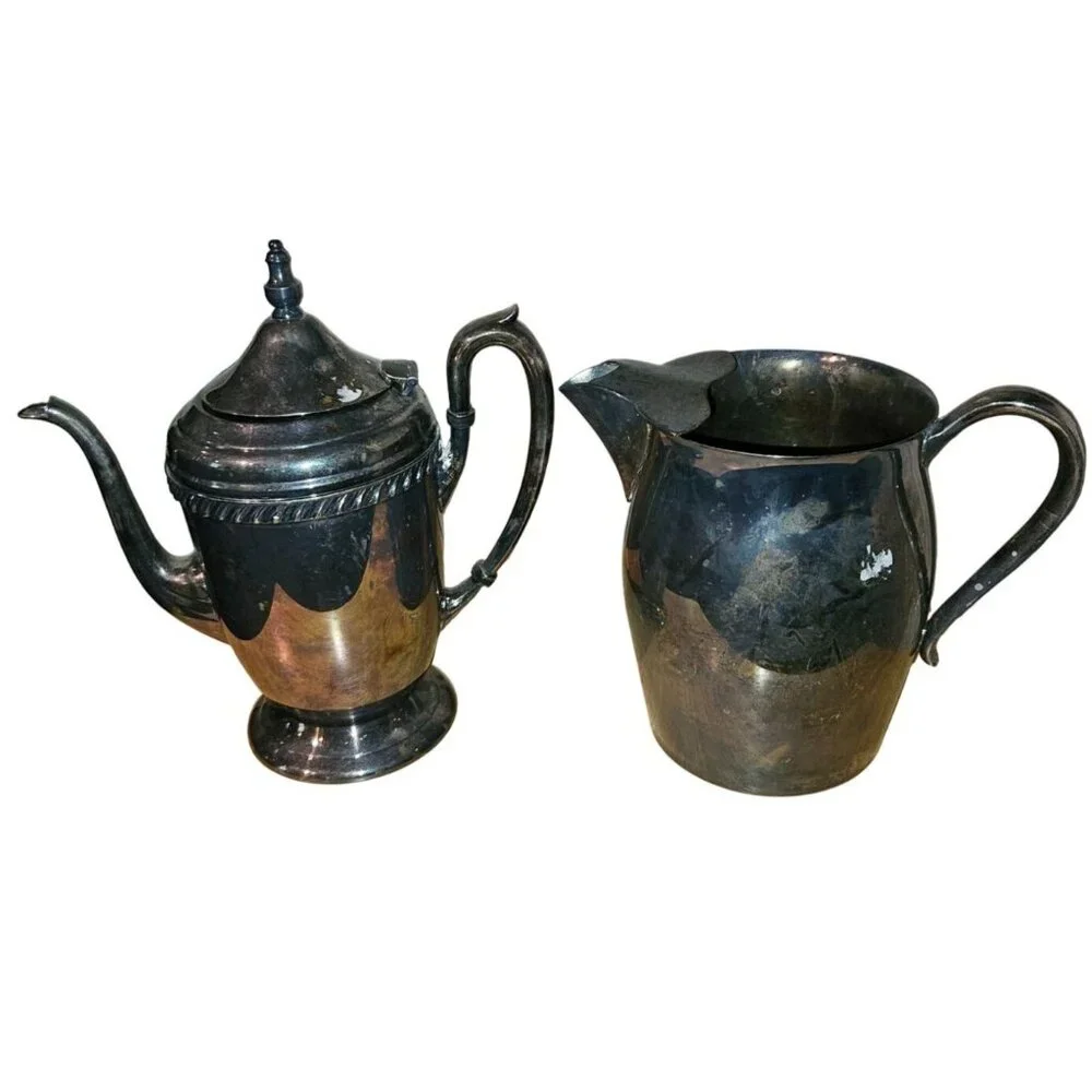 2 lot Vintage Silver Plated Water Coffee Tea Pitcher10